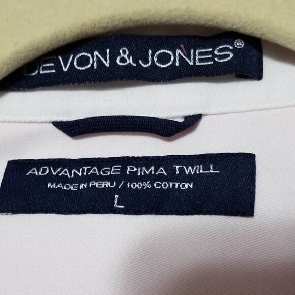 Devon & Jones Pink Luxury Prima Cotton Button Down Large - Picture 2 of 8
